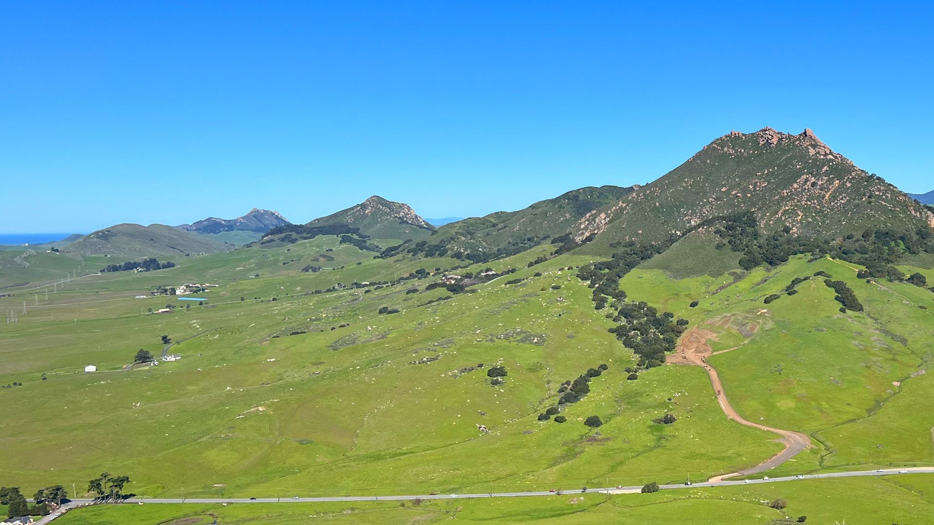 Green valley and the Morros in spring, San Luis Obispo County